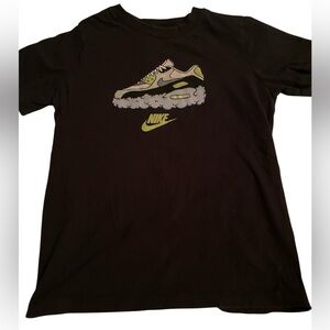 Nike Black Tee with Green Sneaker Design